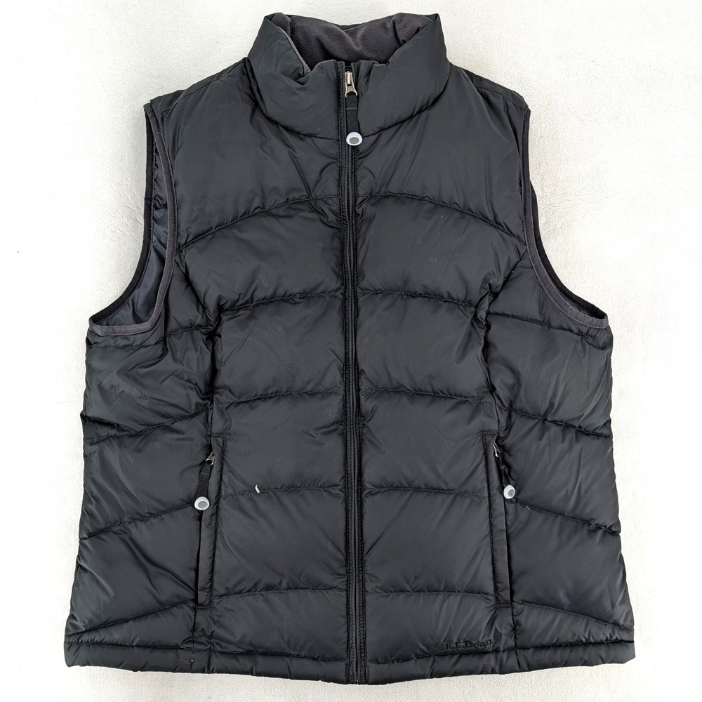 L.L. Bean Down Puffer Vest Black Goose Down Insulated Quilted XL Misses